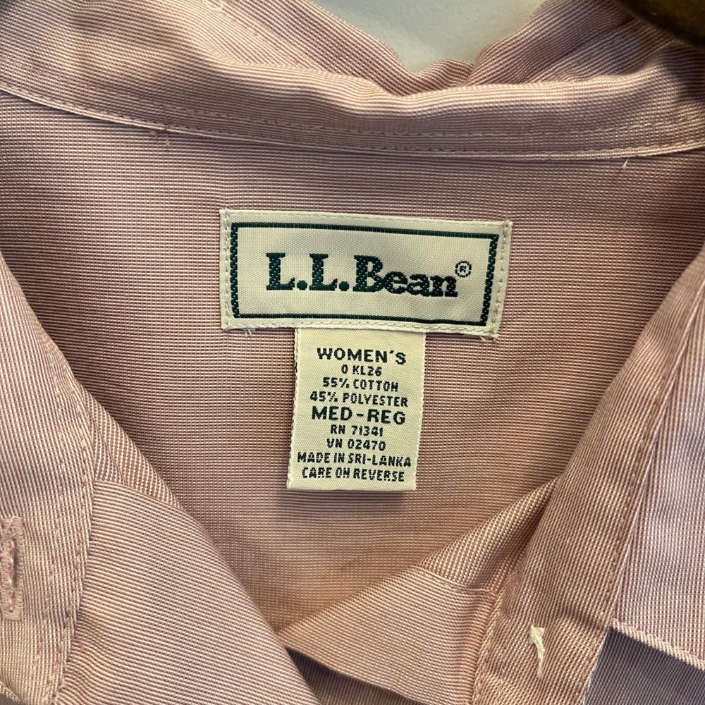 LL Bean Womens Medium Mauve Pink Striped Button Down Long Sleeve Shirt Top - Picture 3 of 6